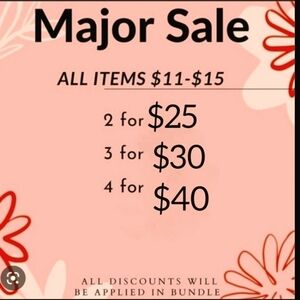 MAJOR Sale! All items $11-$15 are on sale! BUNDLE AND SAVE!!!! THIS WEEKEND ONLY